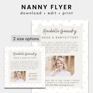 Babysitter Flyer Canva Template | Editable Nanny Flyer | Childcare Flyer | Daycare Marketing Flyer | Babysitting Services | Au Pair Flyer
