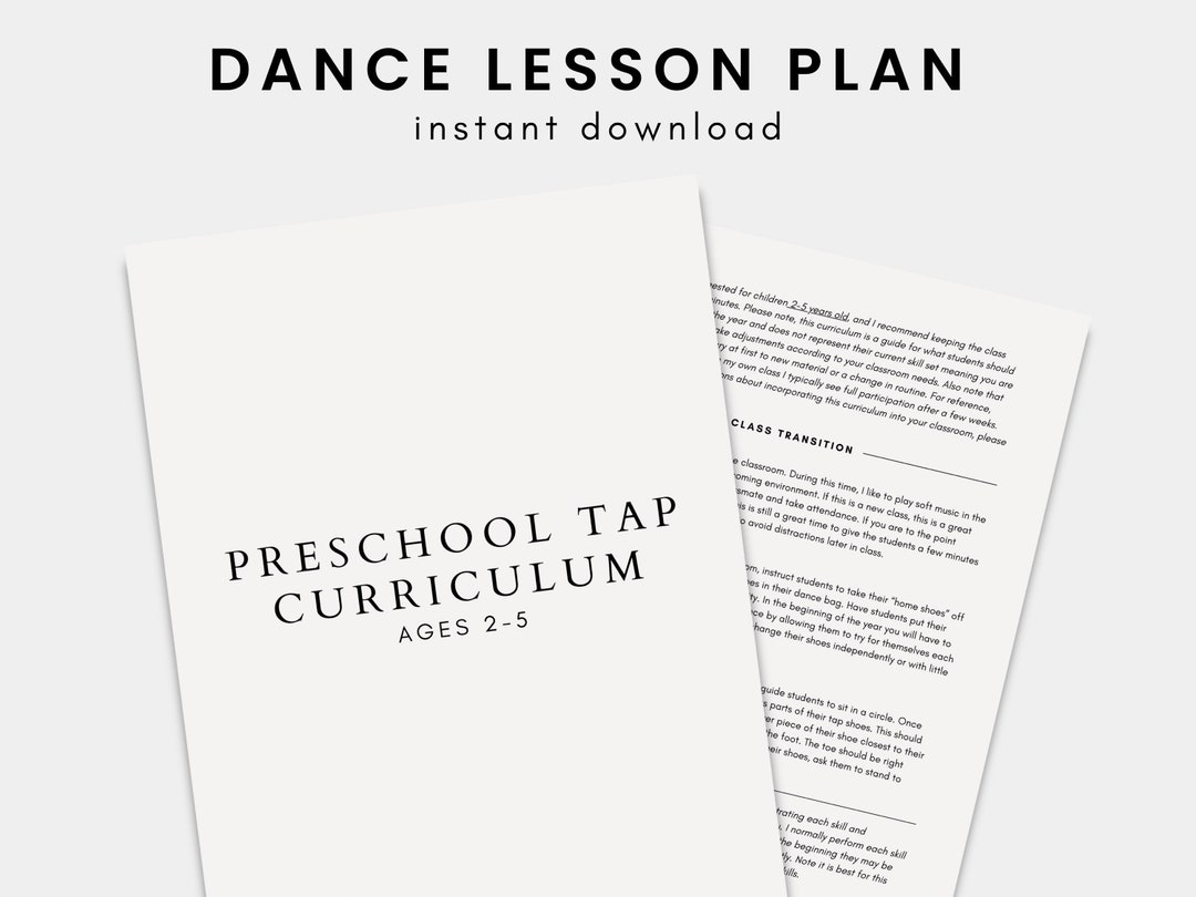 Preschool Tap Class Lesson Plan Dance Class Curriculum Etsy