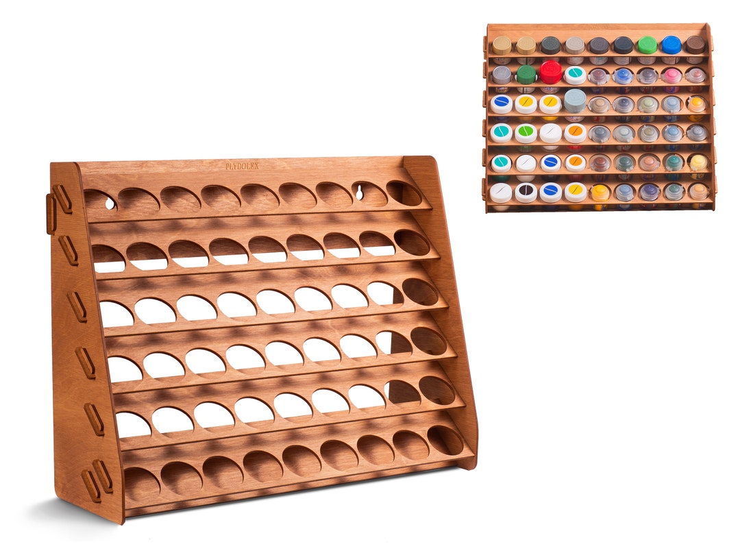 Tamiya Paint Rack Organizer With 54 Holes for Miniature Paint Set Wall