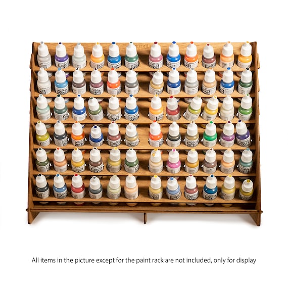 Vallejo Paint Rack Organizer With 72 Holes for Miniature Paint Set  Wall-mounted Wooden Craft Paint Storage Rack Craft Paint Holder Rack -   Israel