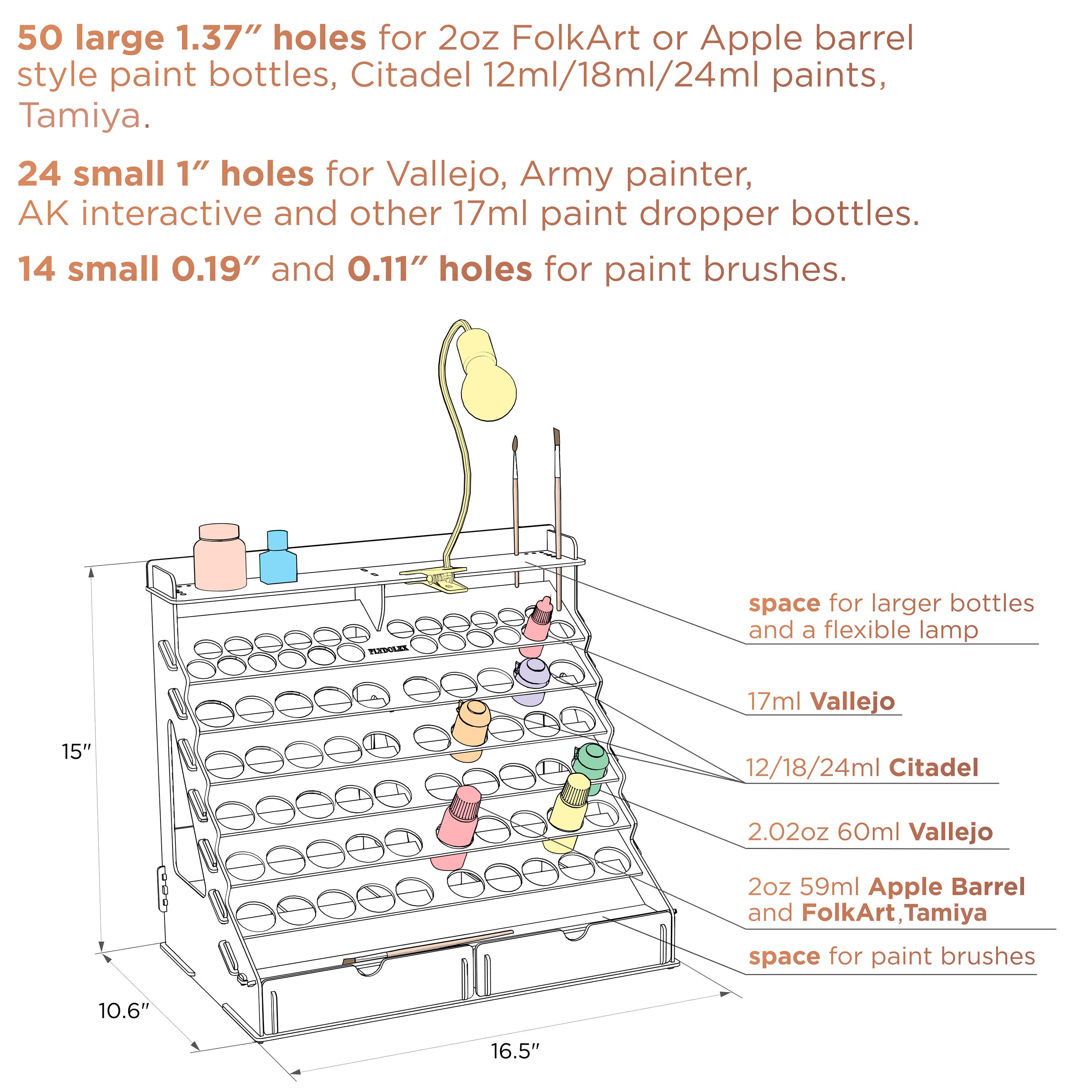 Wooden Storage Rack Stand 74 Holds Acrylic Paint Bottle Model