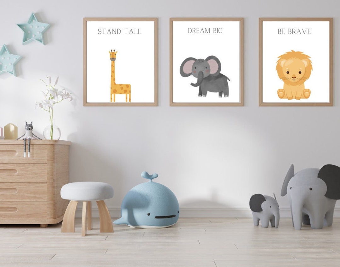 Digital Nursery Prints , Set of 3, Safari Nursery Prints, Nursery Wall ...