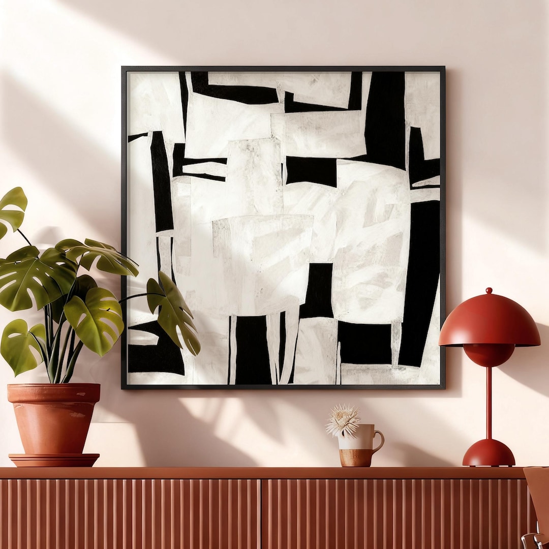 Abstract Oil Painting - Black and White Art - 3D Stereoscopic Wall ...