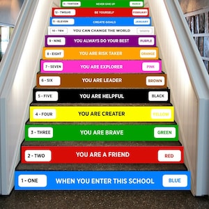 学校、数字、色、季節など、モチベーションを高める階段用デカールとステッカー