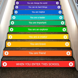 Motivational Stair Decals, custom motivation classroom and School Decor, Classroom Rules