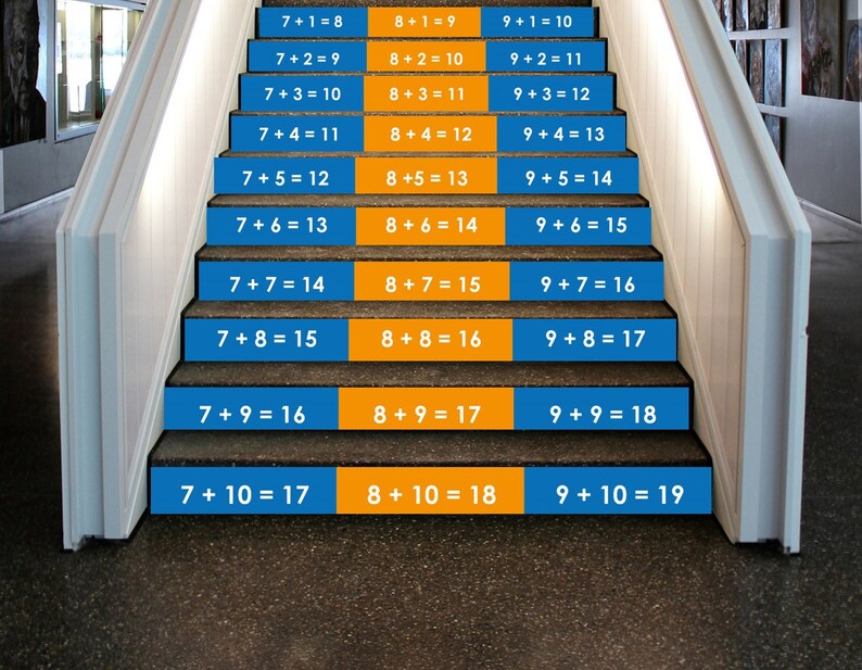 Math School Decor , Math Facts Additions, Math Decals for Stairs ...