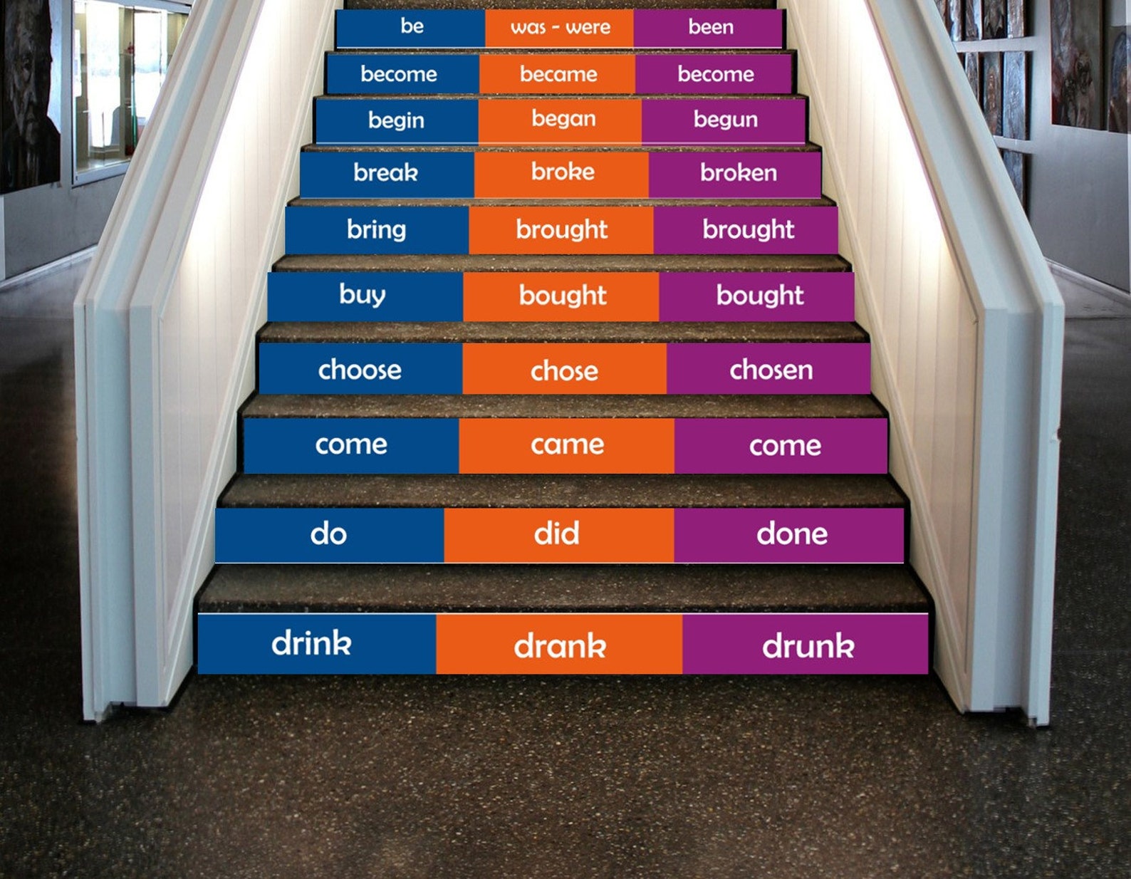 Irregular Verbs Decal Grammar Stairs School Staircase Decor Etsy
