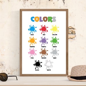 Colors Poster Printable -Colors Education Print - Playroom Learning Materials - For classroom and kids room decor DIGITAL FILE