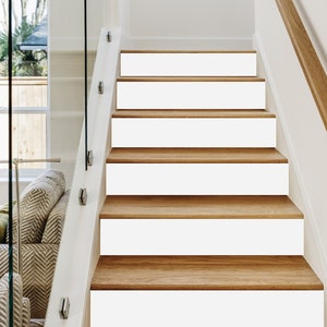 Decalques brancos para elevador de escada - Tiras de vinil modernas de MELHOR QUALIDADE Descasque e cole adesivos removíveis para decoração de casa de escadas - HD010
