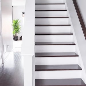 White Stair Riser Decals Modern Vinyl Strips Peel and stick Removable stickers for Stairs Home Decor  - HD010