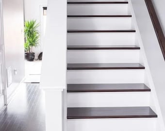 Modern White Stair Riser Decals – Peel and Stick Vinyl Strips