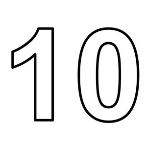 Pode incluir: Uma ilustra&ccedil;&atilde;o em preto e branco do n&uacute;mero 10.