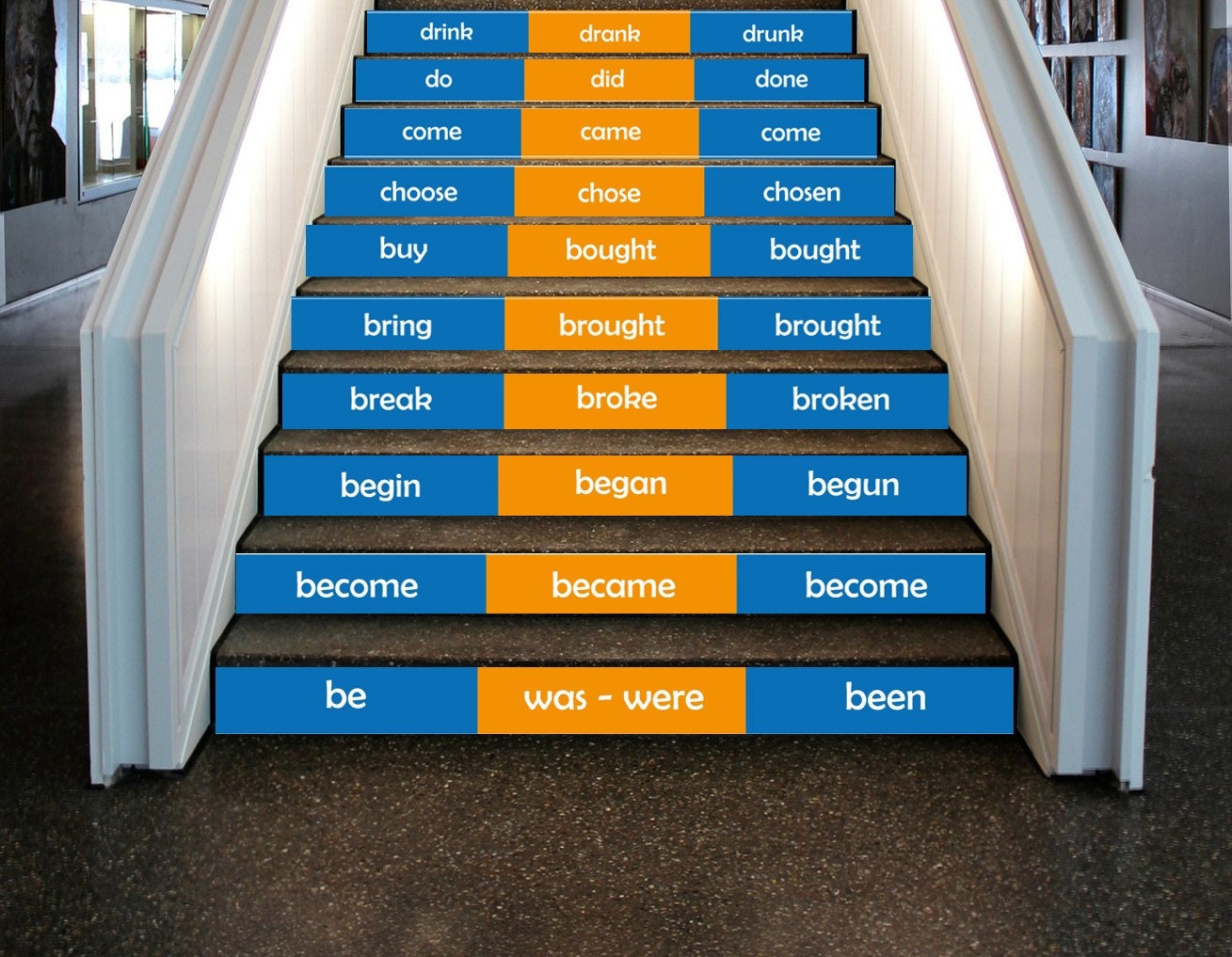 Irregular English Verbs Decal Grammar Stairs School -  Denmark