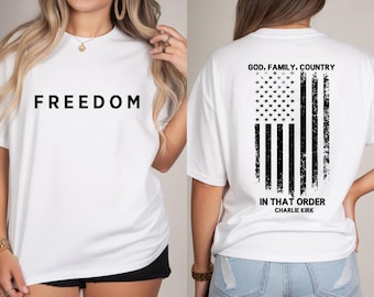 Charlie Kirk Freedom T-shirt, Turning Point, Free Speech, 2nd Amendment, Flag Tee, Portion of Proceeds Donated to Turning Point USA