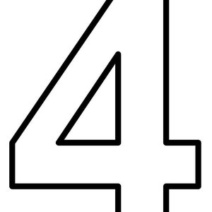 Pode incluir: Um contorno preto e branco do n&uacute;mero quatro. O n&uacute;mero &eacute; grande e em negrito, com um contorno grosso.