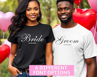 Custom Bride Groom Shirt, Matching Bride and Groom Shirts, Wedding Shirt, Bridal Wedding Shirt, Bride and Groom Tee, Just Married Shirt