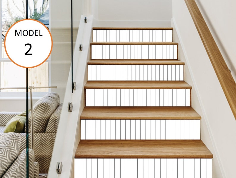 Scandinavian Stair Riser Decals – Removable Modern Vinyl Strips, Peel ...