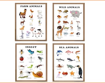Sea Animals Insects Wild Animals and Farm Animals Printable - Etsy Sea Animals Insects Wild Animals and Farm Animals Printable - Etsy