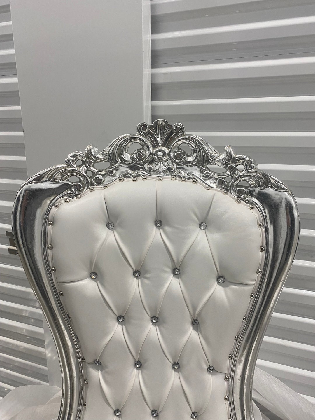 Silver Throne Chair: 4.8ft Tufted Beechwood, Event Decor - Etsy