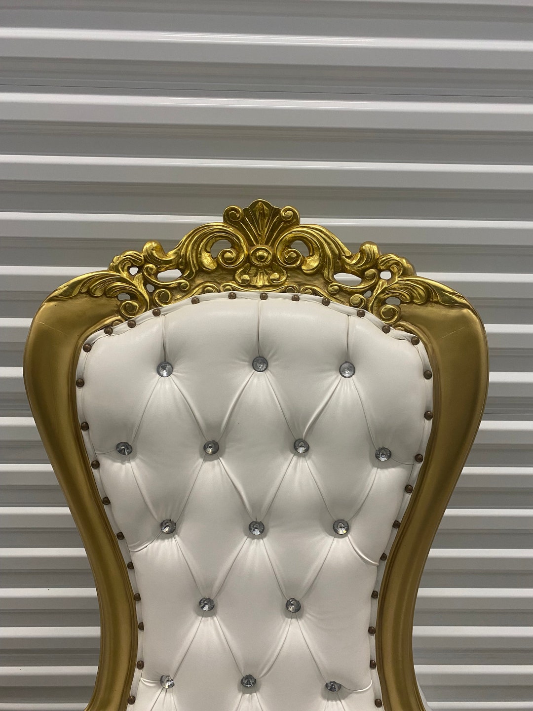 Throne Chair Golden Trim Tufted. Wedding Quinceañera Birthday Etsy