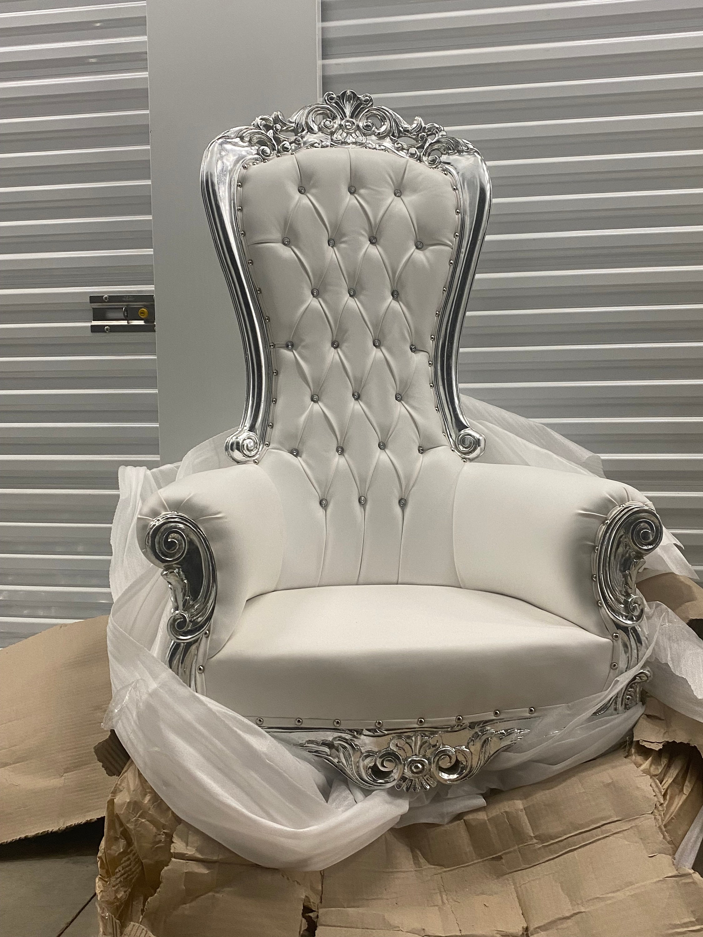 Silver Throne Chair: 4.8ft Tufted Beechwood, Event Decor - Etsy
