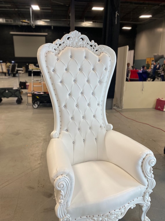 White Throne Chair for Sale. Party. Foyer Lobby. Handmade Vinyl Upholstery Wedding Birthday Sweet 16 Quinceanera Graduation Ornate Frame Etsy