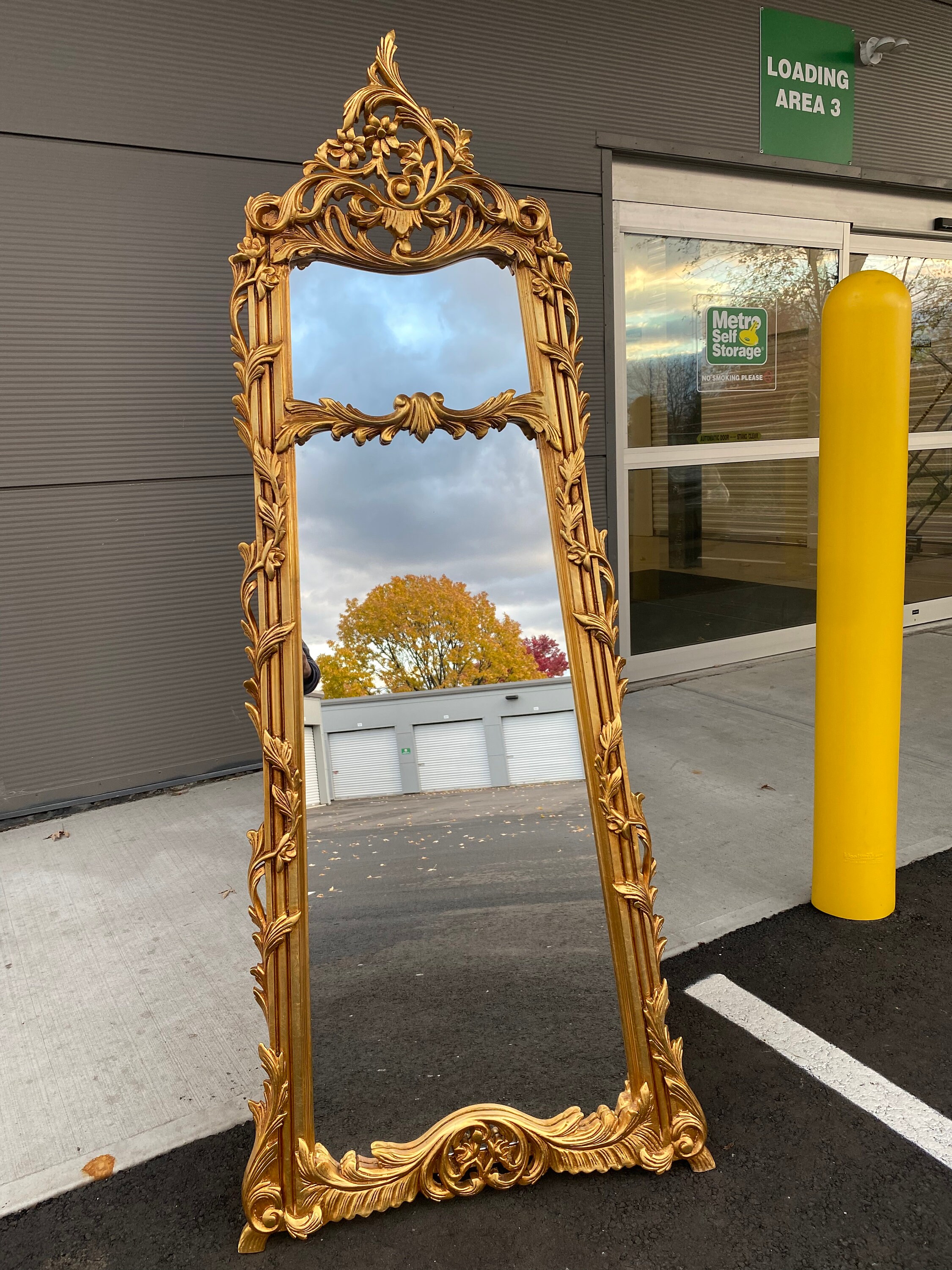 Gold Wall Floor Mirror Italian Vintage Style Handmade Carved Etsy