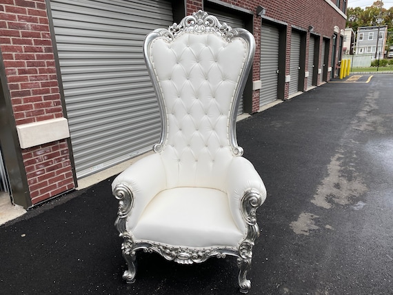 Throne Chair Silver Trim Tufted Throne Chair Wedding Quinceanera Birthday Party Graduation Sweet 16 Etsy