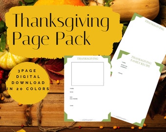 Thanksgiving Page Pack - Printable (Digital Download) Family History Pages Templates