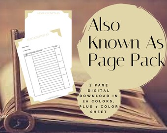Also Known As Page Pack - Printable (Digital Download) Family History Pages Templates