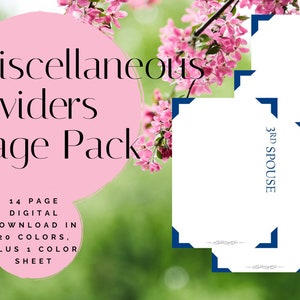 Miscellaneous Dividers Page Pack - Printable (Digital Download) Family History Pages