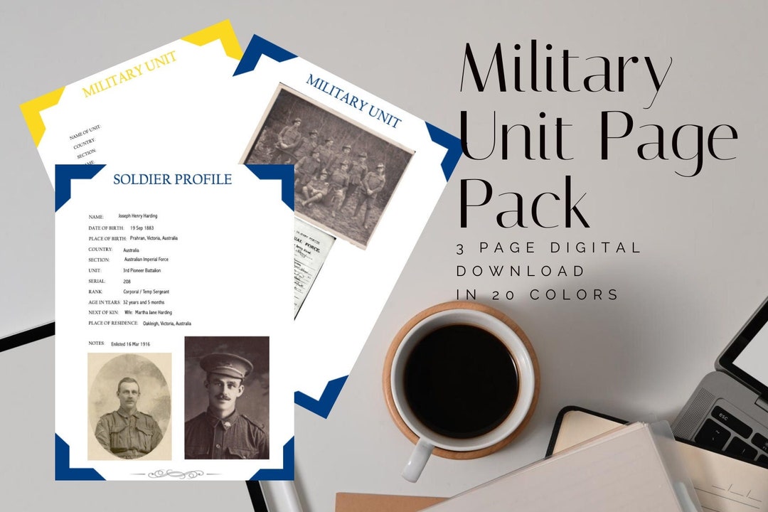 Military Unit Page Pack - Printable (digital Download) Family History ...