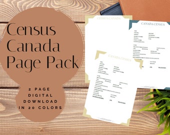 Census Canada Page Pack - Printable (Digital Download) Family History Pages Templates