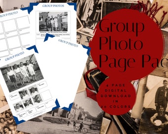 Group Photo Sheet Page Pack - Printable (Digital Download) Family History Pages Templates