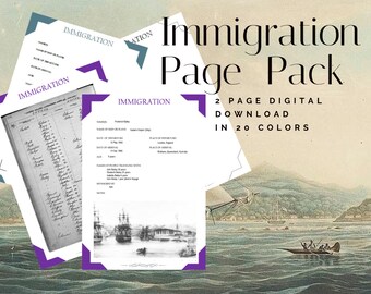 Immigration Page Pack - Printable (Digital Download) Family History Pages Templates
