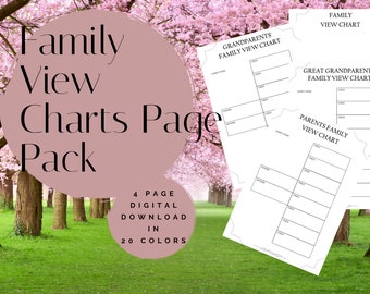 Family View Charts Page Pack - Printable (Digital Download) Family History Pages Templates