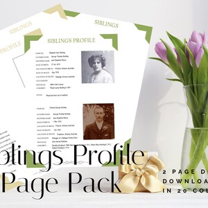 Siblings Profile Page Pack - Printable (Digital Download) Family History Pages Templates