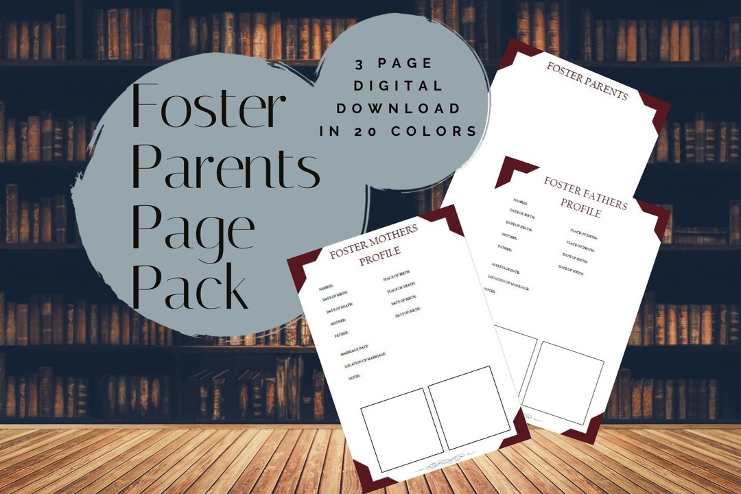 Foster Parents Page Pack - Printable (digital Download) Family History ...
