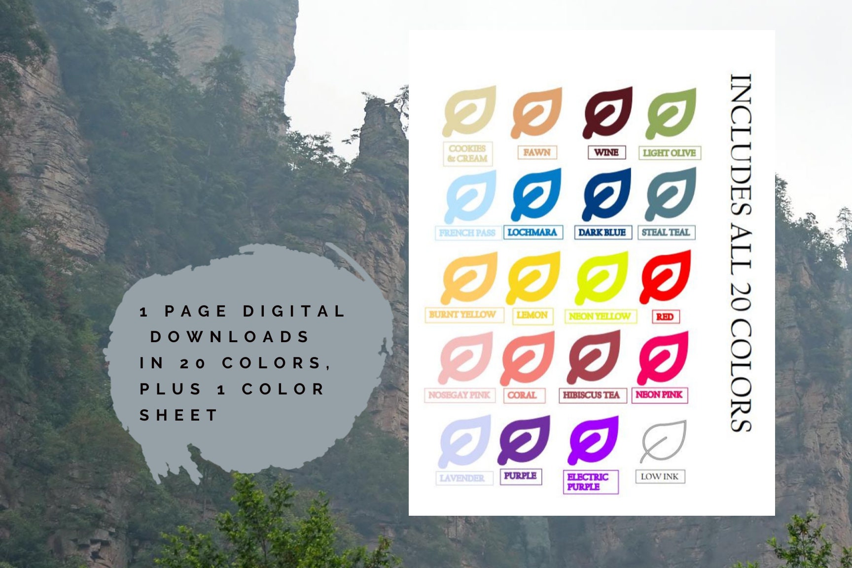 Cover Sheet leaf Page Pack Printable digital Download Family History ...