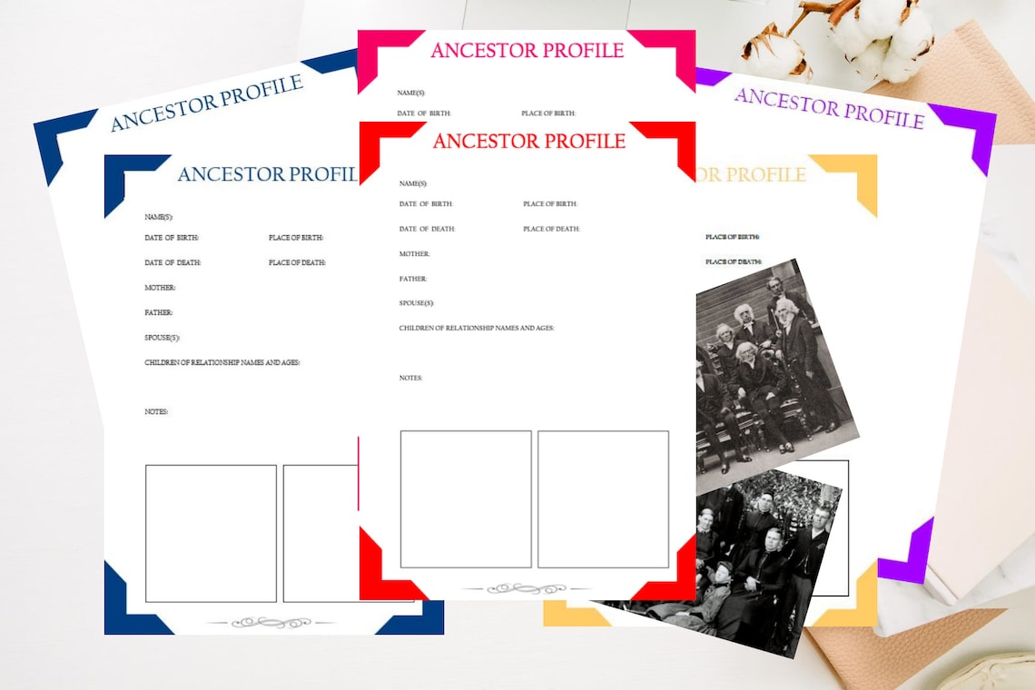 Ancestor Profile Page Pack - Printable (digital Download) Family ...