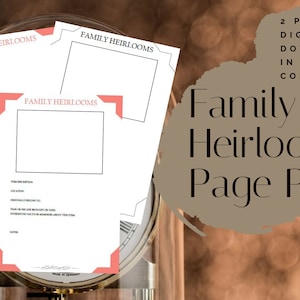 Family Heirlooms Page Pack - Printable (Digital Download) Family History Pages Templates