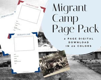 Migrant Camp Page Pack - Printable (Digital Download) Family History Pages Templates