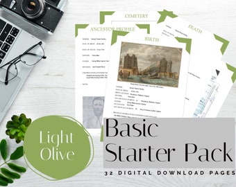 Basic Starter Pack - Light Olive  (Digital Download) Family History Pages