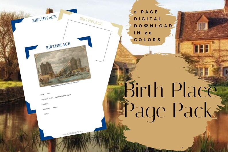 Birthplace Guide Birth Place Page Pack - Printable (digital Download) Family History ...
