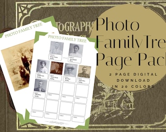 Photo Family Tree Page Pack - Printable (Digital Download) Family History Pages Templates