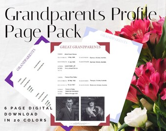 Ancestor Profile Page Pack - Printable (digital Download) Family ...