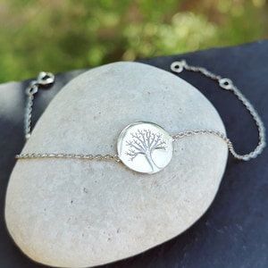 Aanpasbare levensboomarmband, runegravure, Viking-symbool, voornaam Massief zilver