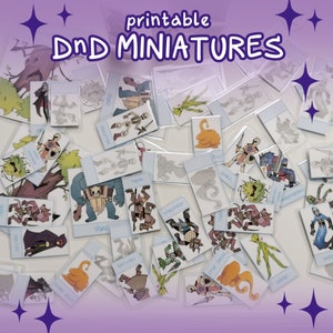 DnD PRINTABLE MINIATURES, DnD Minis, Dungeons and Dragons, ttrpg, DnD DIY game supplies, DnD character art, DnD monster, Custom DnD mini