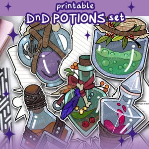 DnD PRINTABLE POTIONS, Dungeons and Dragons, Printable props for Dungeon Master, DnD Printable handout, DIY Ttrpg item, Game accessories