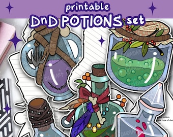 DnD PRINTABLE POTIONS, Dungeons and Dragons, Printable props for Dungeon Master, DnD Printable handout, DIY Ttrpg item, Game accessories